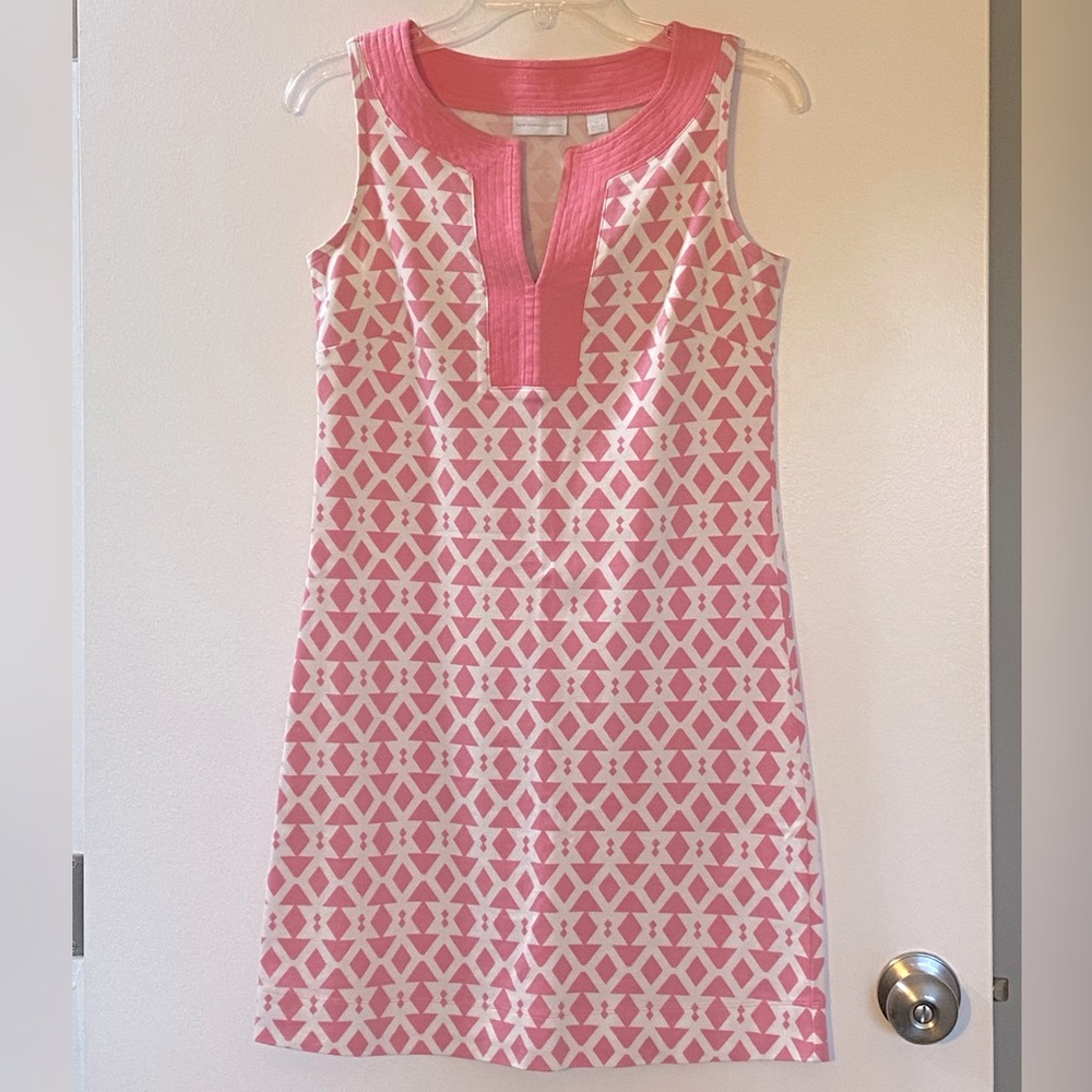 New York & Company Pink and White Mini Dress